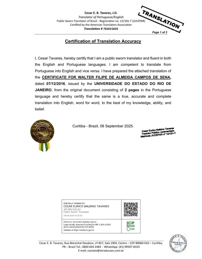 Visualização de certificado